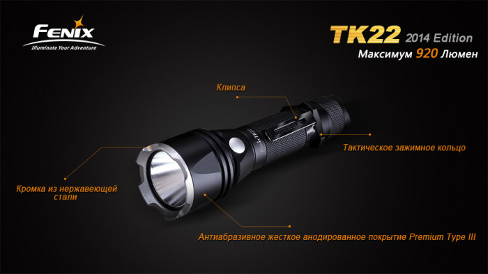 Фонарь Светодиодный Fenix TK22 (2014 года выпуска) Cree XM-L2 (U2)  