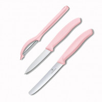 Кухонный набор из 3-ёх предметов Victorinox Swiss Classic, Paring Knife set with peeler, 3 pieces, нежно розовый