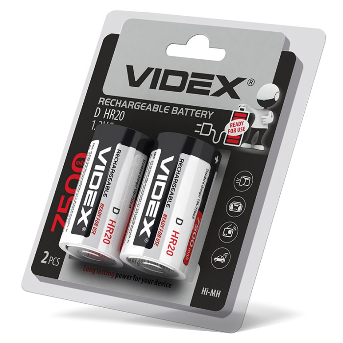 Аккумулятор Videx HR20 7500mAh, 1.2V, 2 шт.  