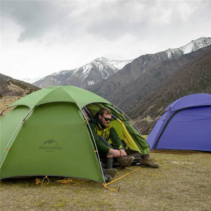 Палатка двухместная со сферическим куполом Naturehike Cloud Peak 2 NH17K240-Y 20D, темно-зеленая  