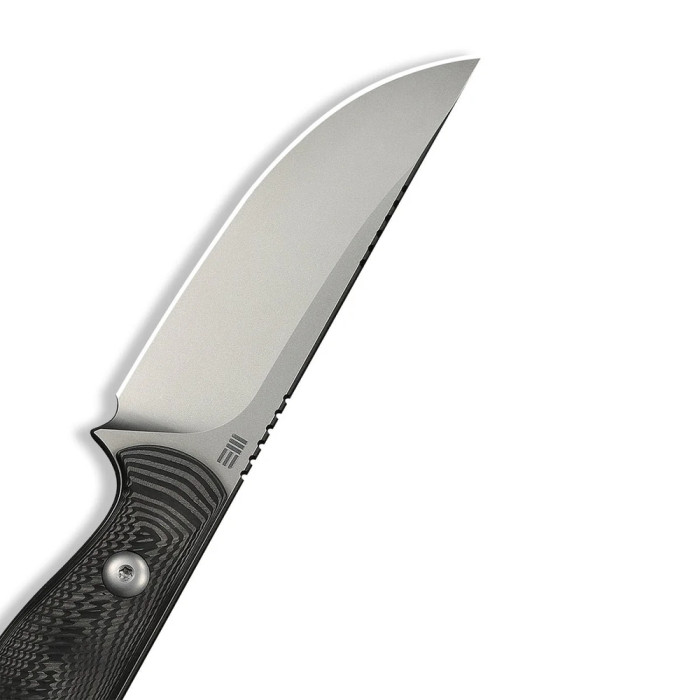 Нож фиксированный туристический Weknife Notchline, (8.7 см) CPM S35VN / Carbon Fiber черный с чехлом  