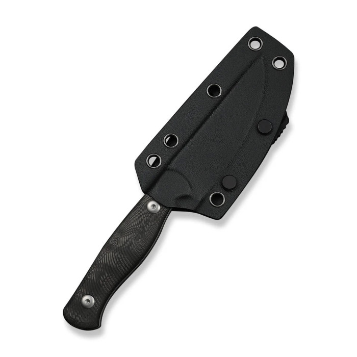 Нож фиксированный туристический Weknife Notchline, (8.7 см) CPM S35VN / Carbon Fiber черный с чехлом  