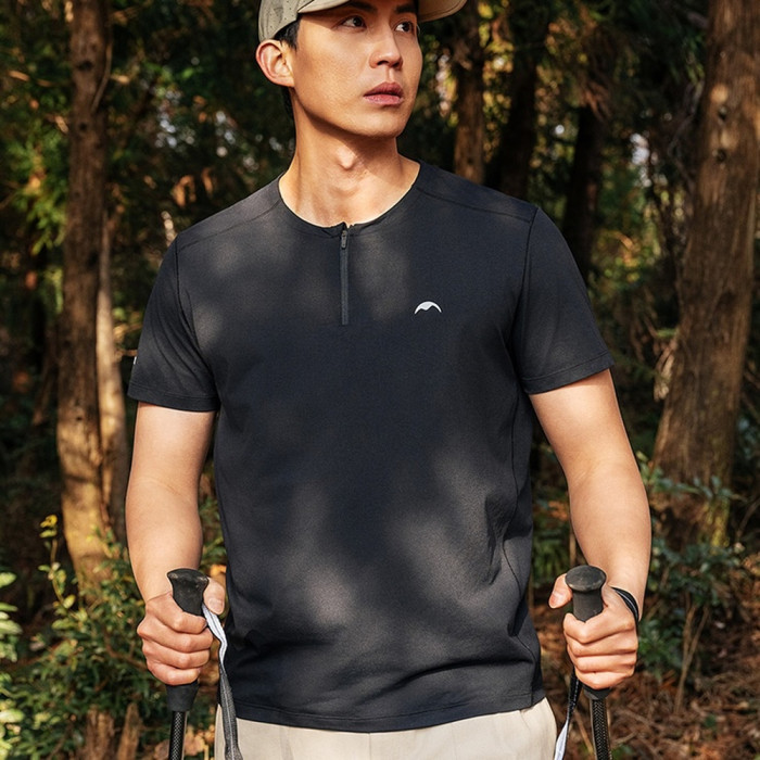 Футболка-поло мужская влаговыводящая Naturehike CYY2620FS011, XL, черная  