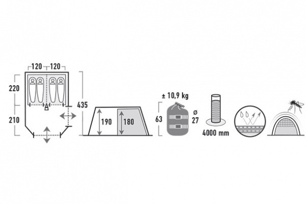 Палатка High Peak Alghero 4 (Grey/Blue)  