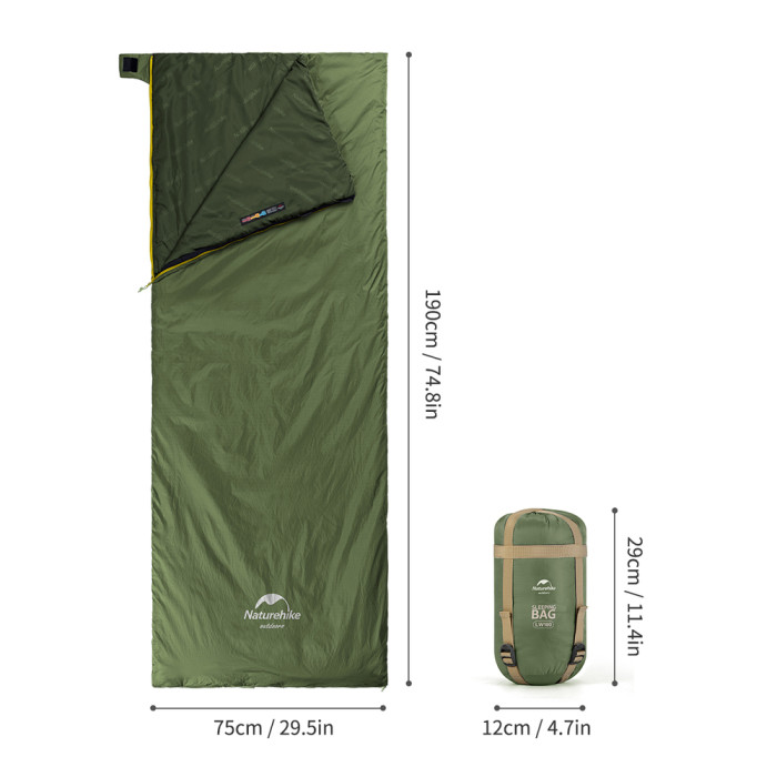 Спальный мешок Naturehike LW180 Mini NH21MSD04, правый, темно-зеленый  