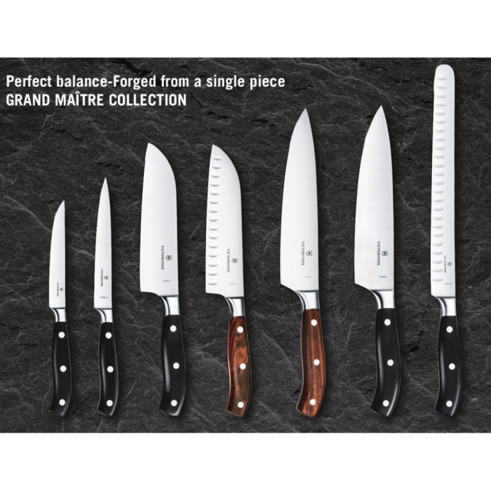 Кухонный нож Grand Maitre Wood Santoku 17см рифл. с дерев. ручкой (GB)  