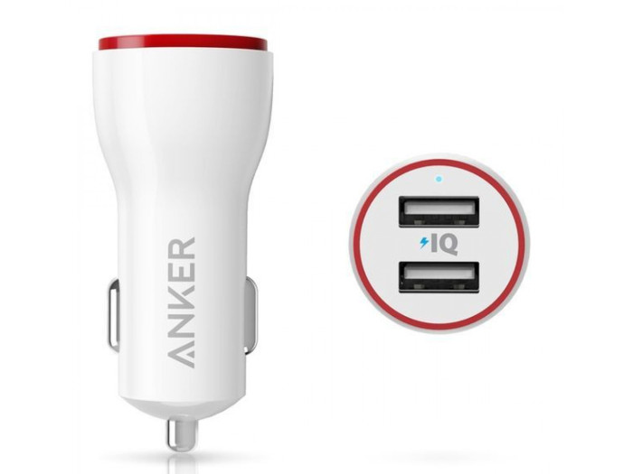 Автомобильное зарядное устройство Anker PowerDrive 2 24W + micro USB 0.9m V3 White  