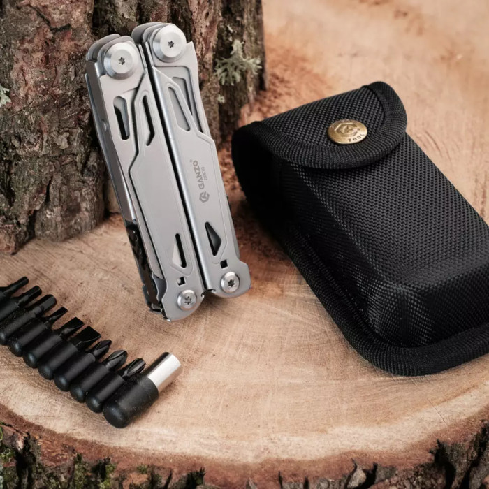 Мультитул Ganzo G303 с чехлом Molle и битами, 21 функция  