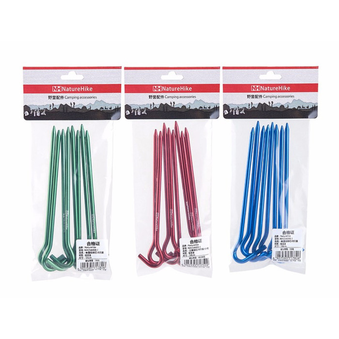 Колы с крючком алюминиевые Naturehike NH15A008-I, 16 см (8 шт)  