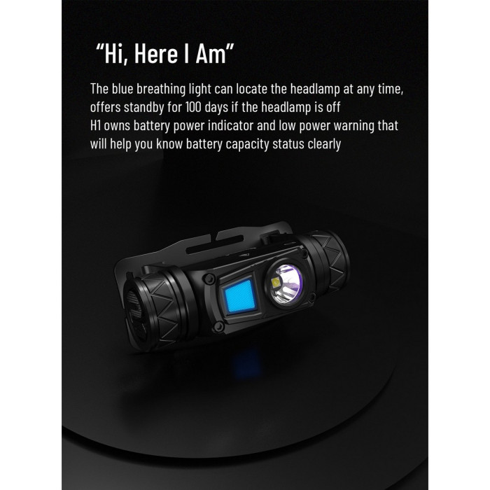 Налобный фонарь Wuben H1 1200 Lm (+аккумулятор 2600 mAh)  