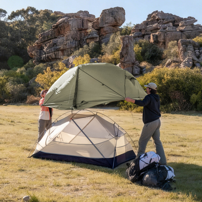 Палатка сверхлегкая одноместная Naturehike Mongar Hiking Tent Pro CNK2550WS037, 20D, зеленый  