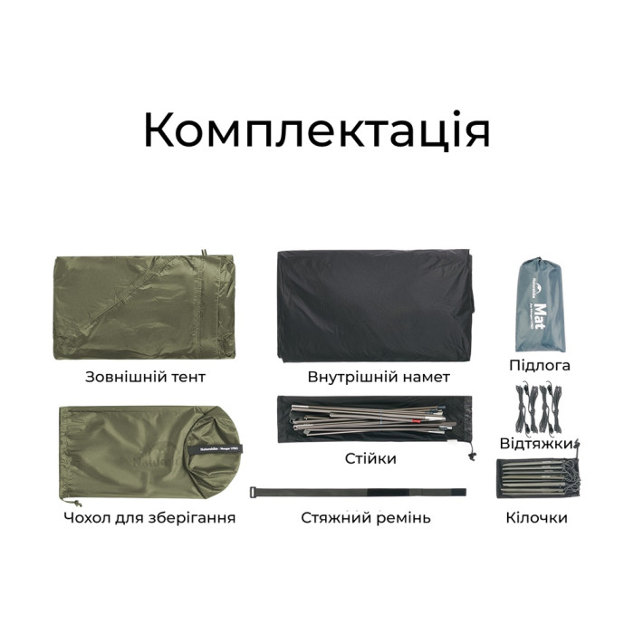Палатка сверхлегкая одноместная Naturehike Mongar Hiking Tent Pro CNK2550WS037, 20D, зеленый  