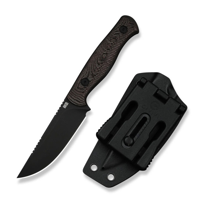 Нож фиксированный туристический Weknife Notchline, (8.7 см) CPM S35VN / Carbon Fiber медный с чехлом  