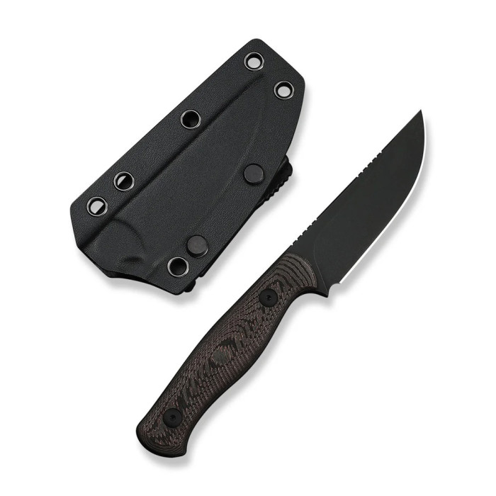 Нож фиксированный туристический Weknife Notchline, (8.7 см) CPM S35VN / Carbon Fiber медный с чехлом  