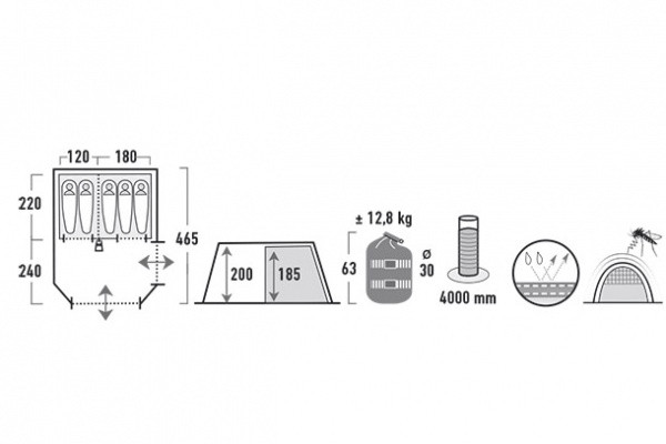 Палатка High Peak Alghero 5 (Grey/Blue)  