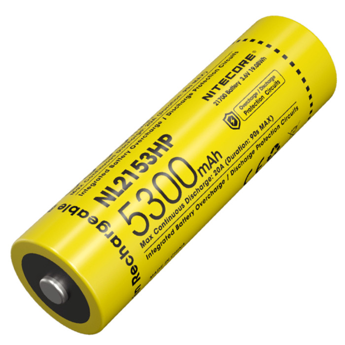 Аккумулятор литиевый Li-Ion 21700 Nitecore NL2153HP 3.6V (5300mAh), защищенный  