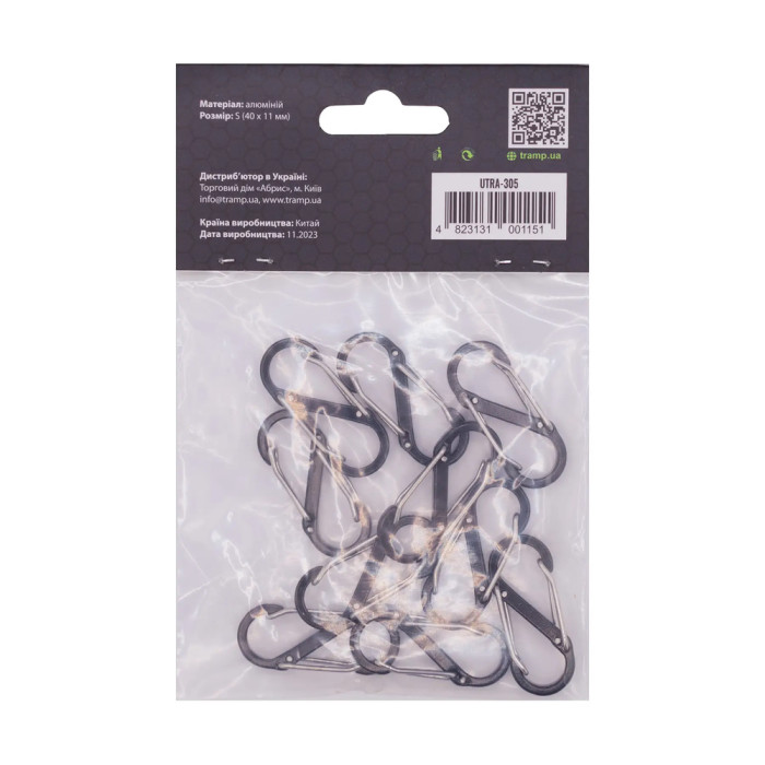 Набор алюминиевых карабинов Трамп S-типа малый UTRA-305 (10 шт)  