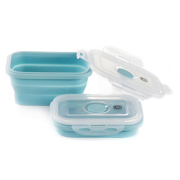 Ланчбокс складной с крышкой-защелкой голубой СИЛА (350 мл)  