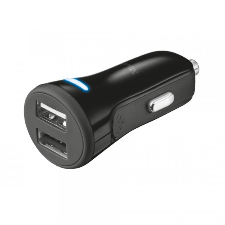 Автомобильное зарядное устройство Trust 20W Car Charger with 2 USB port Black 