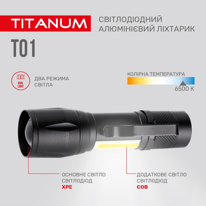 Портативный светодиодный фонарик TITANUM TLF-T01 120Lm 6500K  