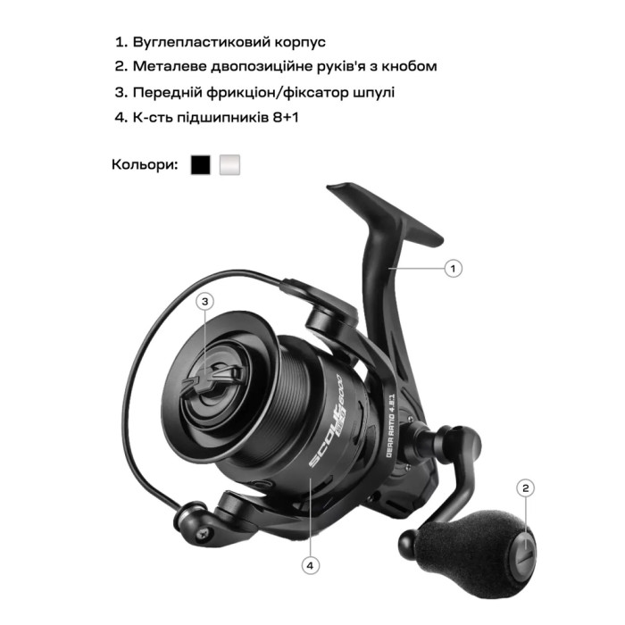 Катушка Brain Scout SE-B (new logo) 5000S 8+1BB 4.9:1 Black  