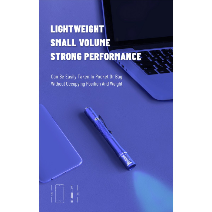 Ультрафиолетовый ручной фонарь Wuben E19UV, черный  