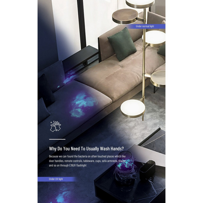 Ультрафиолетовый ручной фонарь Wuben E19UV, черный  