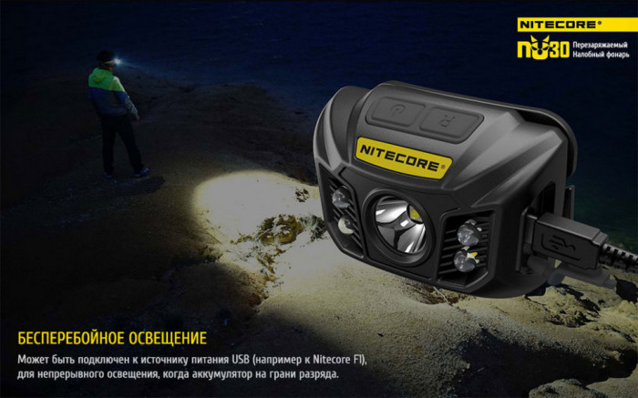 Фонарь налобный Nitecore NU30 (черный)  