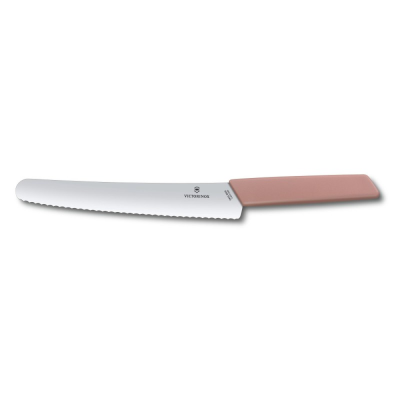 Кухонный нож Swiss Modern Bread&amp;Pastry 22см волн. с роз. ручкой (блистер)