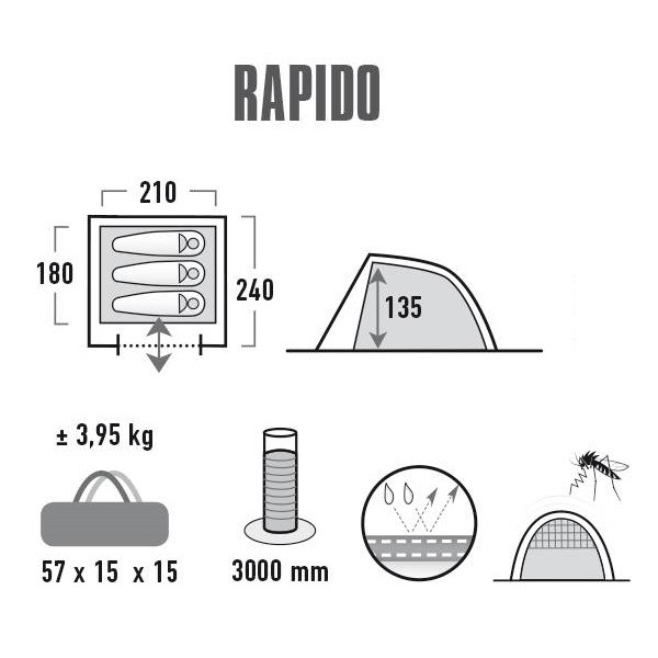 Палатка High Peak Rapido 3 (Dark Green/Light Green)  