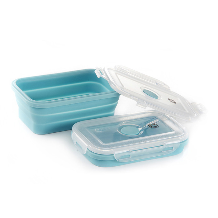 Ланчбокс складной с крышкой-защелкой голубой СИЛА (540 мл)  