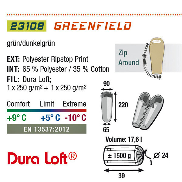 Спальный мешок High Peak Greenfield, правый  