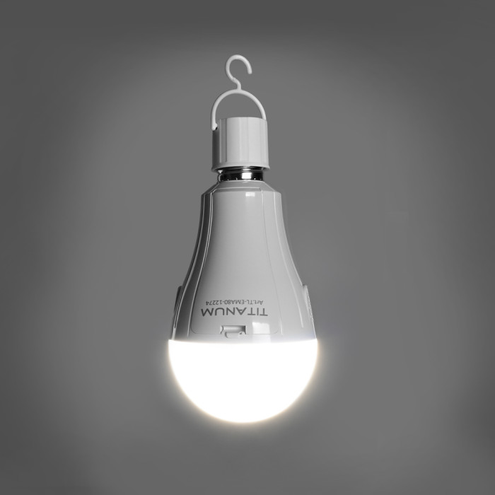 LED лампа аккумуляторная TITANUM A80 12W E27 4000K 230V  