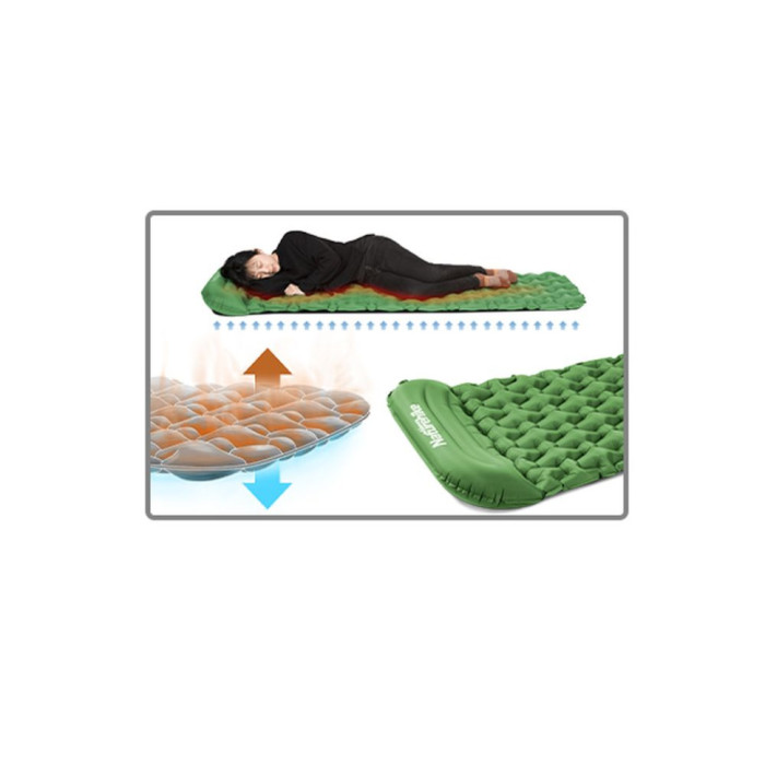 Коврик надувной с подушкой Naturehike FC-12 NH19Z003-P, 65 мм, зеленый  
