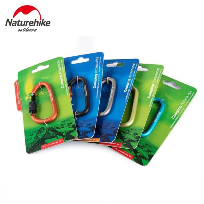 Карабин алюминиевый Naturehike D-type NH15A005-H, 6 см, голубой  