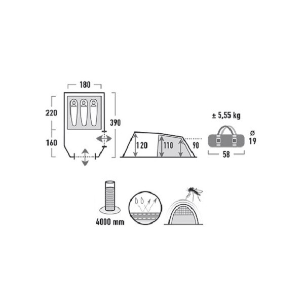Палатка High Peak Atmos 3 (Dark Grey/Green)  