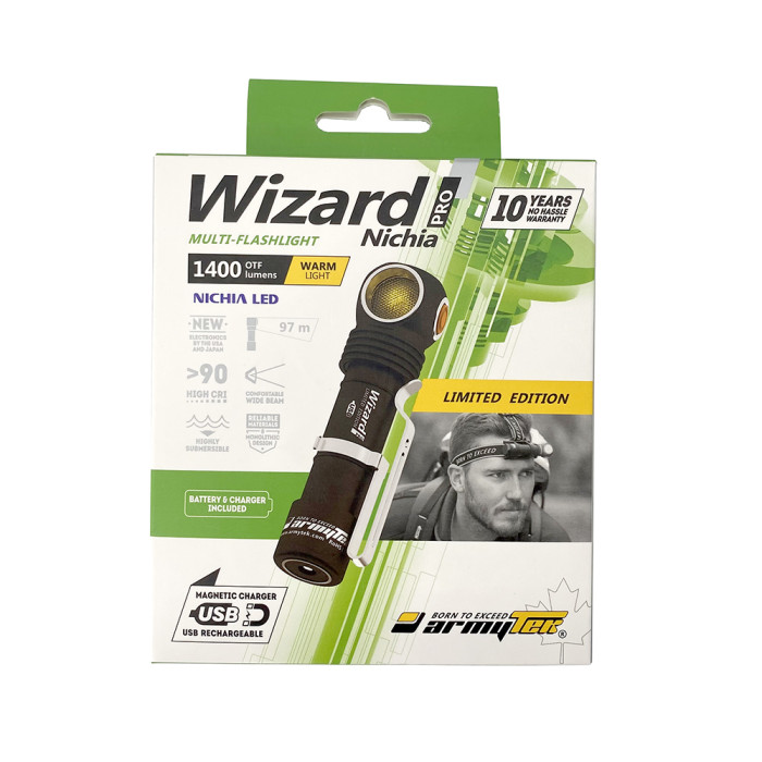 Налобный фонарь Armytek Wizard Pro Magnet USB + 18650 Nichia LED Warm CRI  