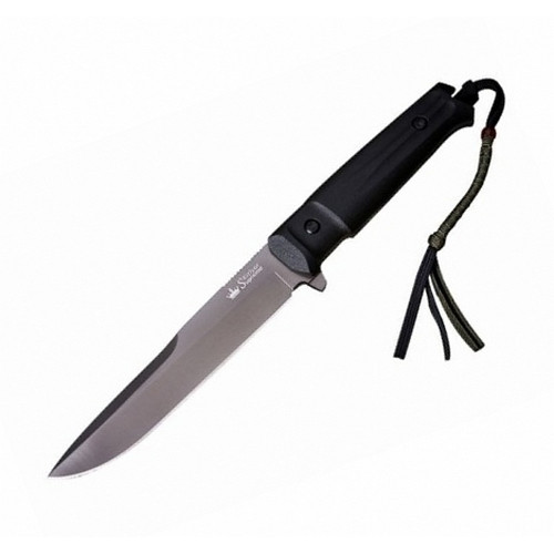 Нож Kizlyar Supreme Alpha серый титан, сталь AUS8, черные ножны  