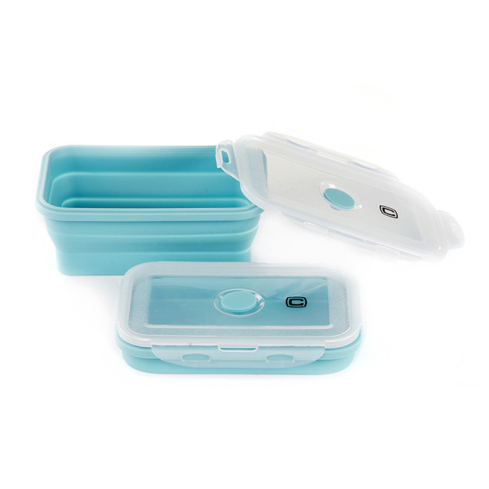 Ланчбокс складной с крышкой-защелкой голубой СИЛА (800 мл)  