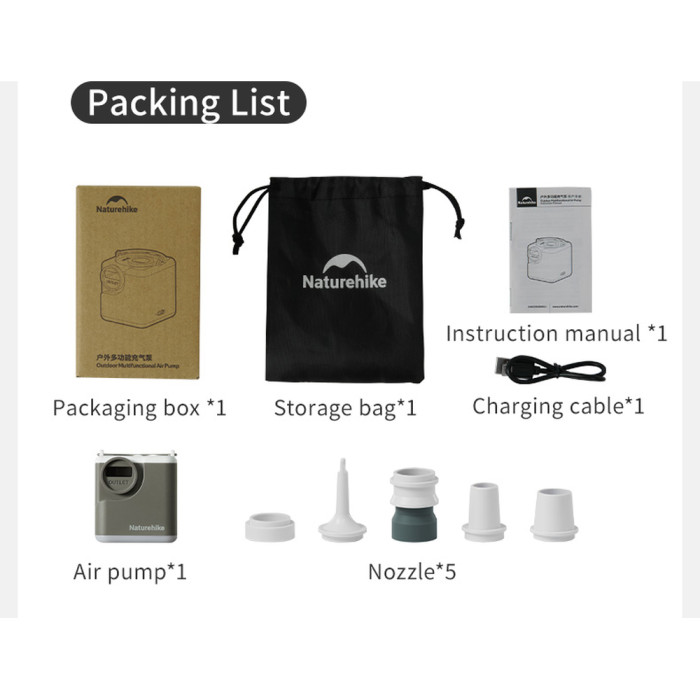 Многофункциональный воздушный насос-фонарь Naturehike CNK2550ZM012, зеленый  