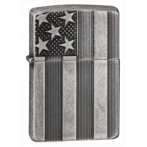 Зажигалка Zippo 28973 U.S. Flag Armor Antique Silver Plate 28974  