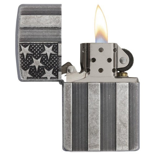 Зажигалка Zippo 28973 U.S. Flag Armor Antique Silver Plate 28974  