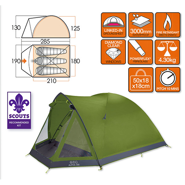 Палатка Vango Alpha 300 Herbal  