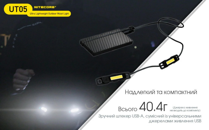 Фонарь сигнальный для бега Nitecore UT05 (400 люмен)  
