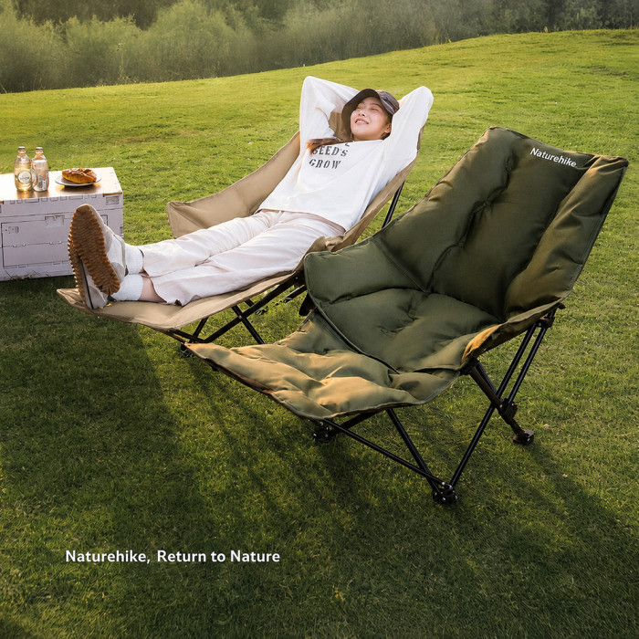 Кресло туристическое складное с подставкой для ног Naturehike Sea Star 001 CNK2450JJ020, хаки  