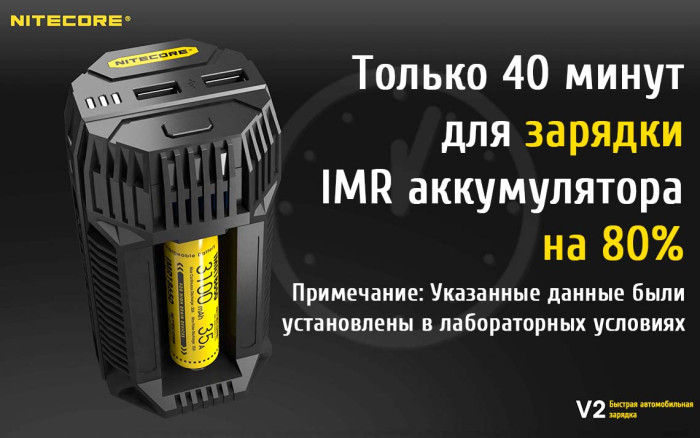 Зарядное устройство автомобильное Nitecore V2 6А - 2xUSB (2.1A)