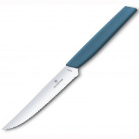 Кухонный нож Victorinox для стэйка с волнистой кромкой Swiss Modern, Steak Knife, Wavy Edge, 12 cm, васильковый