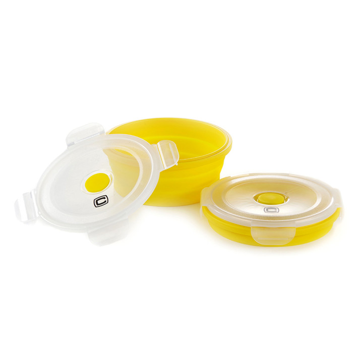 Ланчбокс складной с крышкой-защелкой круглый желтый СИЛА (600 мл)  