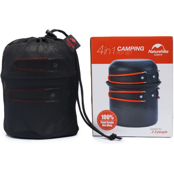 Набор посуды для кемпинга 4 ед. Naturehike NH15T401-G, алюминий  