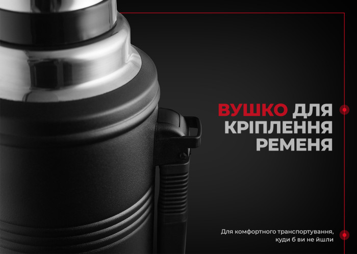 Термос с ручкой Naturehike Q-9H NH19SJ011, 304 сталь, 2.2 л, черный  